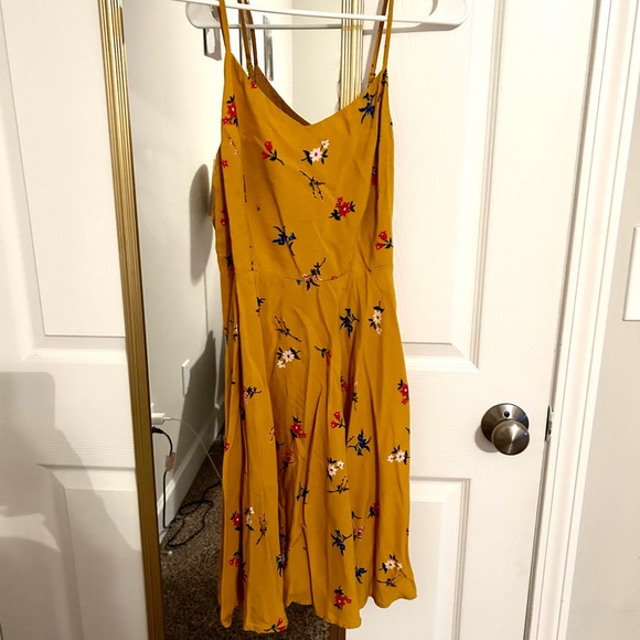 Old Navy Dresses & Skirts - Mustard yellow floral fit and flare dress